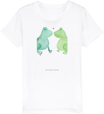 Produktbild von Mr. & Mrs. Panda Kleinkinder T-Shirt Frosch Liebe 9-11 Jahre (134/146) - Weiß - Geschenk, Pärchen, Teenager, Hochzeitstag, Baumwollshirt Kinder, Kindershirt, Hochzeit