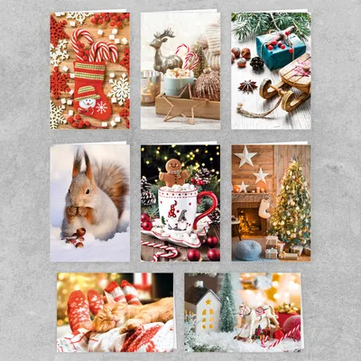 Produktbild von PremiumLine Weihnachtskarten Set 20 Stück inkl. Briefumschlag Fotomotive Weihnachten Grußkarte ohne Text XMAS Klappkarte Winter Fotokarten