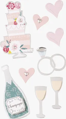 Produktbild von Sticker-Etikett Hochzeitstag 5 Stück bunt Packung mit 6 Stück