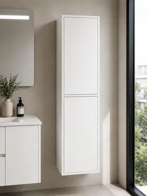 ORIGEN BATH FLORENCIA Badschrank 35x25x140 cm, 2 Türen, Weiß