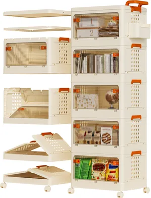 Produktbild von Heikoeco® Servierwagen mit Rollen, 5 Etagen Küche Aufbewahrung & Organisation für Wohnzimmer, Büro, Bad, Küche, Schlafzimmer,56x36x152.5cm