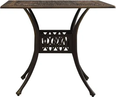Produktbild von vidaXL Záhradný stôl Bronz 90x90x73 cm Hliníkový odliatok