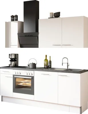Produktbild von Optifit Küchenzeile ohne Geräte Rurik986 210 cm weiß glänzend zerlegt Variante reversibel KCRU 218OE-8+
