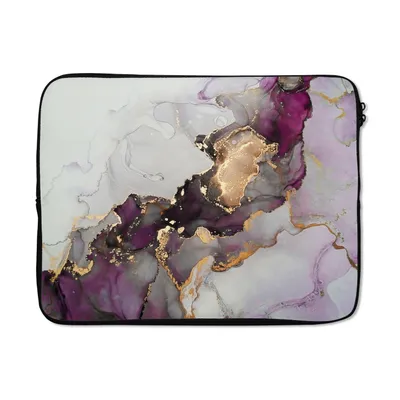 Produktbild von MuchoWow® Laptop Hülle 15 Zoll Marmor - Abstrakt - Gold - Lila Laptoptasche - Laptoptasche - Sleeve - Rundum-Schutz