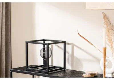 Produktbild von Tischleuchte T340, schwarz, Metallwürfel, 28 cm