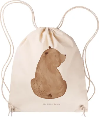 Produktbild von Mr. & Mrs. Panda Beutel Bär Schulterblick - Transparent - Geschenk, Weltansicht, Jutebeutel, gym tasche, wander rucksack, Teddy, Selbstachtung, Bären, Motivation