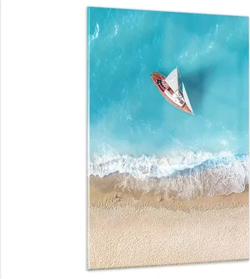 Produktbild von Bilder auf glas - Einteilig - Yacht Sommer Meer - 80x120cm - Glasbilder - Wandbilder - Bilder - zum Aufhängen bereit - Wanddekoration aus Glas - Glas Bilder - Wandbild auf Glas - GPA80x120-4140