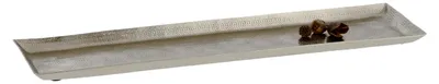 Produktbild von Dekoschale in Silber und Gold, 29x9 oder 52x12 cm, Kerzentablett aus Metall mit Hammerschlag
