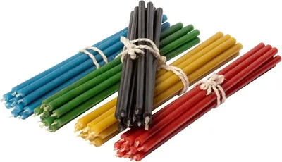 Productafbeelding van Rituele kaarsen bijenwas kaarsen: geel, zwart, rood, groen, blauw, 50 stuks, lengte 16 cm, diameter 5,0 mm, brandtijd 30 min; natuurlijk, druppelvrij