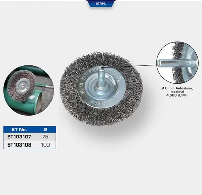Immagine prodotto di BRILLIANT TOOLS spazzola a disco Ø 75 mm con supporto da 6 mm - BT103107