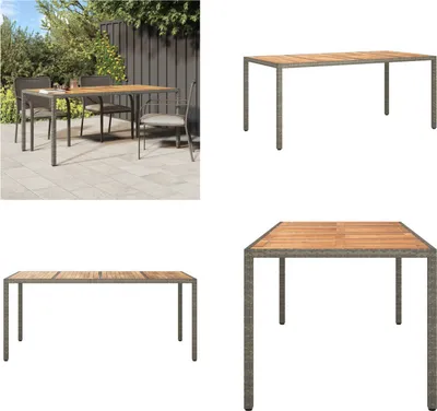 Produktbild von vidaXL Gartentisch 190x90x75 cm Poly Rattan und Akazienholz Grau - Gartentisch - Gartentische - Outdoor-Tisch - Outdoor-Tische