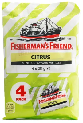 Produktbild von Fisherman´s Friend Citrus zuckerfrei 4x25g