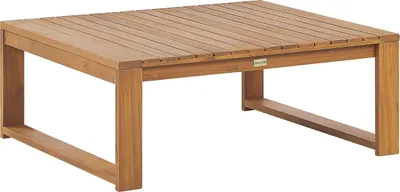 Produktbild von BELIANI Loungetisch Hellbraun es Akazienholz 90 x 75 cm Rechteckig Retro Landhaus Stil Terrasse Outdoor Balkon Beistelltisch Couchtisch