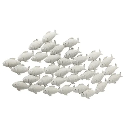 Produktbild von mucHome Wandobjekt Fischschwarm groß 97x53x2 cm grau Eisen Wandbild Wanddeko Fische