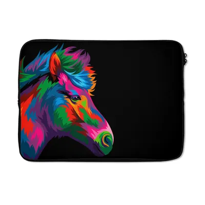 Produktbild von MuchoWow® Laptop Hülle 14 ZollPferd - Grün - Blau - Mädchen - Kinder - Mädchen Laptoptasche - Laptoptasche - Stoßsicher - Schutzhaube