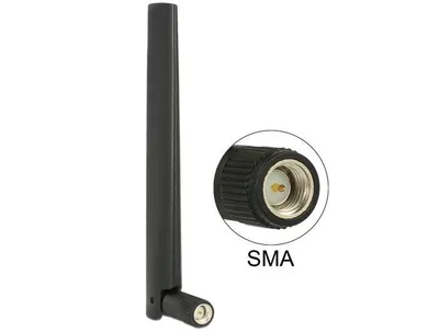 Zdjęcie produktu dla DeLOCK 88968, 4,3 dBi, IEEE 802.11b, IEEE 802.11g, IEEE 802.11n, 50 Ω, Antena dookólna, SMA, Polaryzacja pionowa