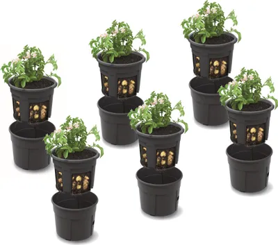 Produktbild von 6x Kartoffel Pflanztopf Blumentopf Set 6 Stk Pflanzkübel für Kartoffeln Kartoffel-Anzuchttopf 28 L Höhe 32 cm Potato Topf Korb