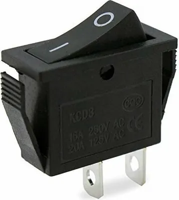 Produktbild von Einbau Wippschalter (2pin), 15A 250VAC, Rahmenmaße 30,5x13,5mm, schwarz