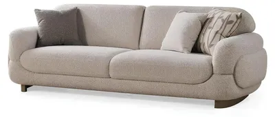 Immagine prodotto di Divano a 3 posti, colore bianco, stile moderno, struttura in legno, braccioli morbidi, nuovo
