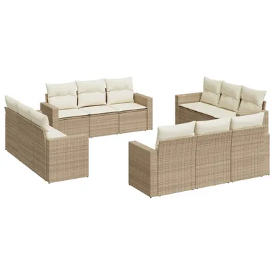 Image de vidaXL Ensemble de 12 canapés de jardin avec coussins Beige Poly Rattan