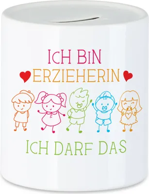 Produktbild von Ich Bin Erzieherin Ich Darf Das Spardose Abschiedsgeschenk Erzieherin Tagesmutter Kindergarten