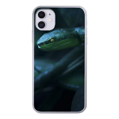 Produktbild von MuchoWow® Handyhülle Schutzhülle Hülle für iPhone 11 Schlange - Makro - Holz Silikon Softcase Handy Hülle - Handytasche