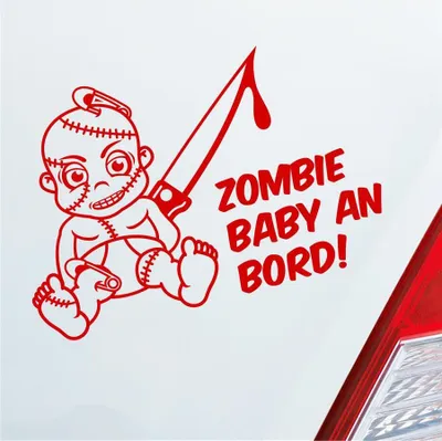Produktbild von Auto Aufkleber Zombie Baby an Bord on Tour witzig 30x20 cm Rot Sticker Heckscheibenaufkleber