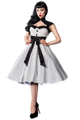 Produktbild von 50er Jahre Pin Up Rockabilly Kleid Retro Tanzkleid Retrokleid A-Linien-Kleid weiß dots, Gr. S