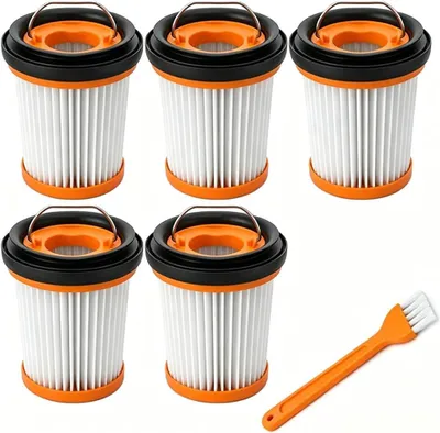 Obrázek produktu pro 5dílná sada HEPA filtrů pro ruční vysavače, sada náhradních filtrů s 1 čisticím kartáčem, náhradní díl omyvatelného filtru do vysavače