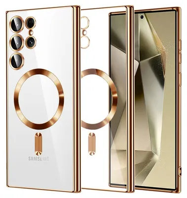 Produktbild von Techsuit Luxury Crystal Back Cover Hülle mit MagSafe für Samsung Galaxy S24 Ultra - Gold