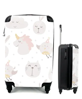 Produktbild von MuchoWow® Koffer Handgepäck Trolley Rollkoffer Kleine Reisekoffer mit 4 Rollen - Tiere - Pastell - Design - Kinder - Jungen - Mädchen - Baby - Cabin Size < 55x40x23 cm & 55x40x20 cm - Kinderkoffer - Kabinenkoffer - Boardgepäck - Reise-Box - Reisekoffer - Reisegepäck - Koffer mit Bild - Trolley für Kinder