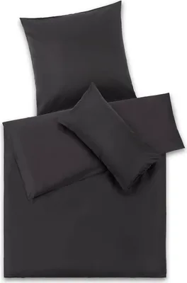 Produktbild von Blumtal Premium Mako Satin Baumwolle Bettwäsche Set 135 x 200 cm mit Kissenbezug 40 x 80 cm - Superweiches Bettbezug Set mit edler Glanz Optik und Gleichfarbigen Reißverschlüssen, Anthrazit