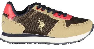 Produktbild von Kinder-Sportschuh in Braun mit Kontrastdetails und Schnürsenkeln