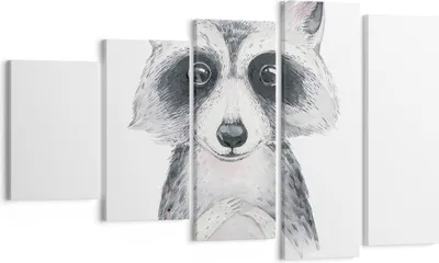 Produktbild von Bild auf Leinwand - Leinwandbild - 5 Teile - Waschbär Bild Kinder - 100x60cm - Wand Bild - Wanddeko - Wandbilder - Leinwanddruck - Bilder - Wanddekoration - Leinwand bilder - Wandbild - EG100x60-4607