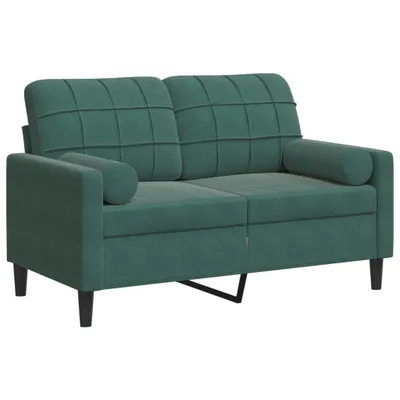 Produktbild von 2-Sitzer-Sofa mit Zierkissen Dunkelgrün 120 cm Samt