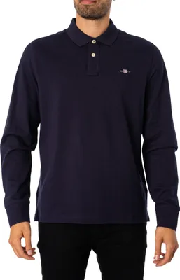 Produktbild von Gant Poloshirt Herren normale Passform dunkelblau einfarbig Baumwolle