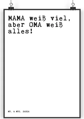 Produktbild von Mr. & Mrs. Panda Bild MAMA weiß viel, aber... DIN A3 - Weiß - Geschenk, Großeltern, kunstdruck poster, drucke, Deko, Familie, wanddeko, Oma, Sprüche, Posterdruck