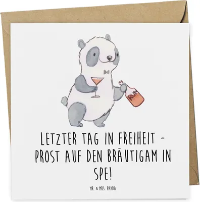 Produktbild von Mr. & Mrs. Panda Grußkarte Junggesellenabschied Feier - Weiß - Geschenk, anlasskarte, Geschenke, Klappkarte, Freunde, Abenteuer, faltkarte, Glückwunschkarte, Heiraten