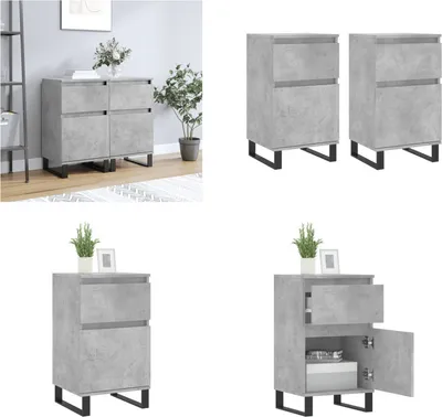 Produktbild von vidaXL Sideboards 2 Stk. Betongrau 40x35x70 cm Holzwerkstoff - Sideboard - Sideboards - Kommode - Anrichte