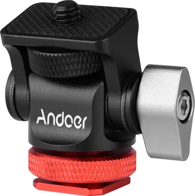 Produktbild von Andoer Mini Monitor Mount Stativkopf Kaltschuhadapter Aluminiumlegierung 1/4 Zoll Schraube zur Montage Kamera Monitor Blitzmikrofon LED Fuelllicht
