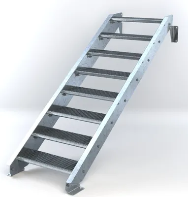 Produktbild von Stahltreppe 8 Stufen bis Höhe 160 cm, Laufbreite : 70 cm kein Geländer ST 3 (31 / 9 mm schmal)