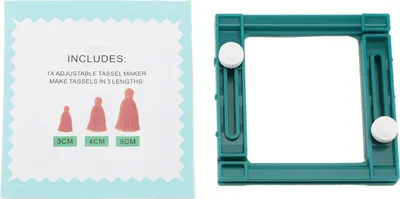 Produktbild von Quastenmacher aus Kunststoff mit verstellbarer Länge, handgefertigtes Werkzeug für Handstrick-Bastelliebhaber