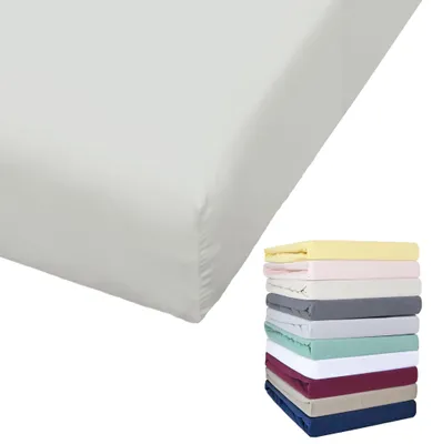 Produktbild von Bierbaum Jersey Spannbettlaken 27cm Steghöhe 90x190-100x200 / 140-160x200 / 180-200x200 cm Grau Gelb Weiß Grün Blau, Farbe:Silber, Größe:140x200cm Spannbettlaken