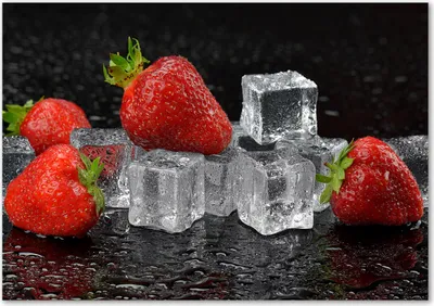 Produktbild von Tulup® Glas-Bild - 100 x 70 - Wandbild aus Glas - Wandkunst - Wandbild hinter gehärtetem Sicherheitsglas - Essen & Getränke - Erdbeeren Eis - Rot