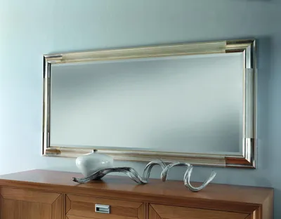 Produktbild von Designer Spiegel Anrichte Barock Spiegel Wohn Zimmer Regal Luxus Spiegel Silber