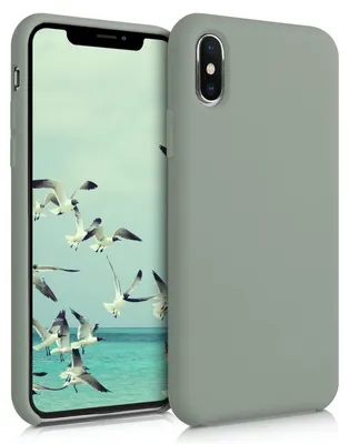 Produktbild von kwmobile Handyhülle für Apple iPhone XS Max Hülle - Case Silikon - Kabelloses Laden - Schutzhülle Cover in Graugrün