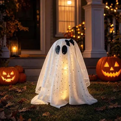 Zdjęcie produktu dla Dekoracja na Halloween – świecący duch z czarodziejską czapką