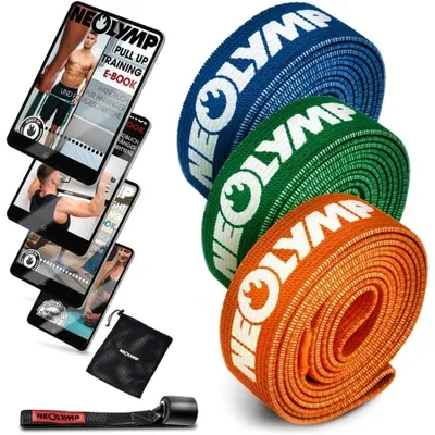 Produktbild von NEOLYMP lange Fitnessbänder Stoff mit Fitness E-Book - waschbare Resistance Bands, Widerstandsbänder, Gymnastikband, Fitnessband, Trainingsbänder