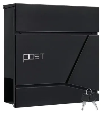 Produktbild von Wandbriefkasten - Abschließbarer Briefkasten - Zeitungsfach - Verzinkter Stahl - Mit Schlüssel - 37 x 37 x 10,5 cm - Schwarz