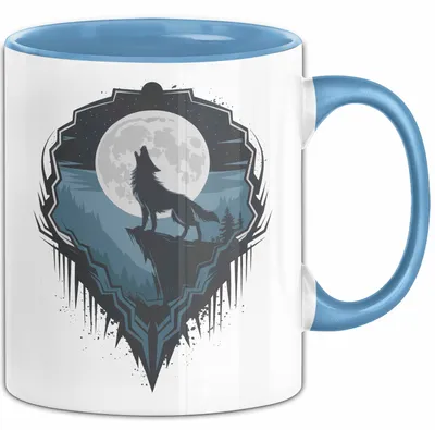 Produktbild von Wolf Tierliebhaber Tasse Geschenkidee für Wildtier Fans (Blau)